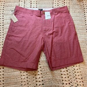 J. Crew Factory Red Chambray Gramercy 9” Shorts Size 35” Waist New with Tags